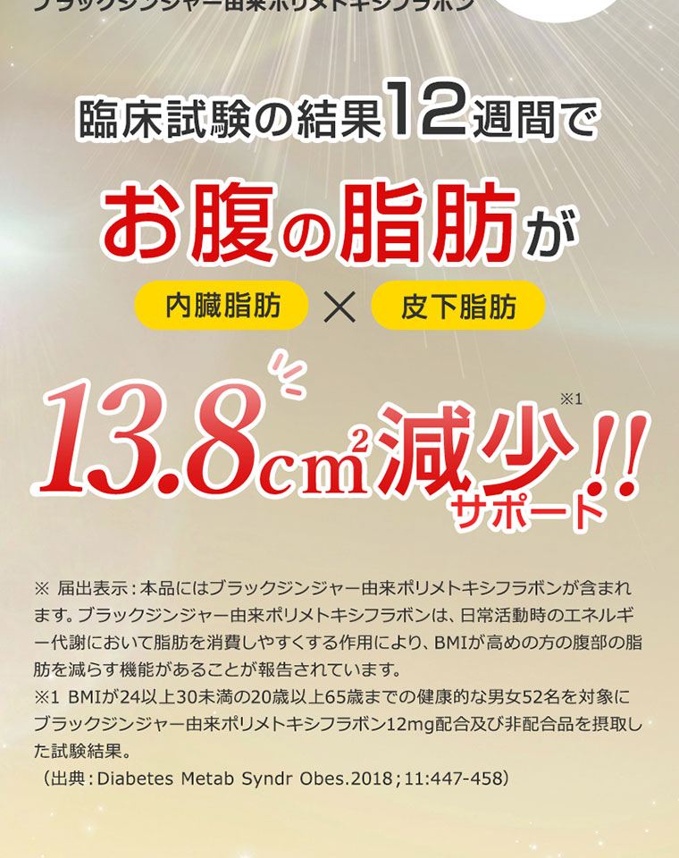 お腹の脂肪が13.8?減少